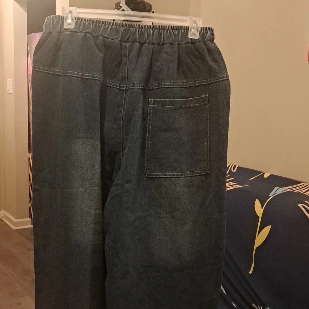 BUY 4 $38.....NWT ELASTIC WAIST DENIM PANTS - Picture 5 of 8